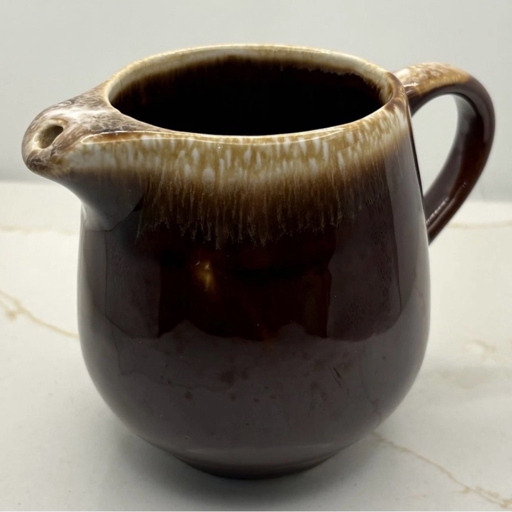 VTG McCoy Pottery Brown Drip Glaze Creamer and Sugar Bowl w/Lid 7020 Set 1970s - Picture 7 of 9